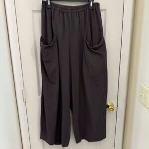 Elemente Clemente Lagenlook Pants Size 2 US Medium Brown Pull On Wide Leg Pants